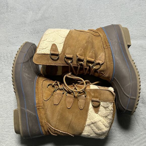 Khombu Combat Suede Sherpa Boots Womens Size 8 Duck Hiking Waterproof Snow - Picture 1 of 15